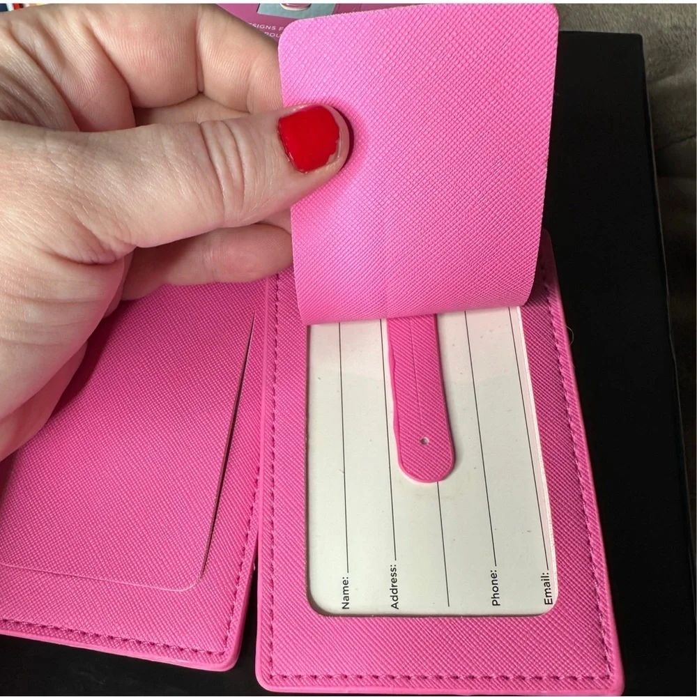 Pink Cat Travel Luggage Tags Set of Two - Picture 3 of 4